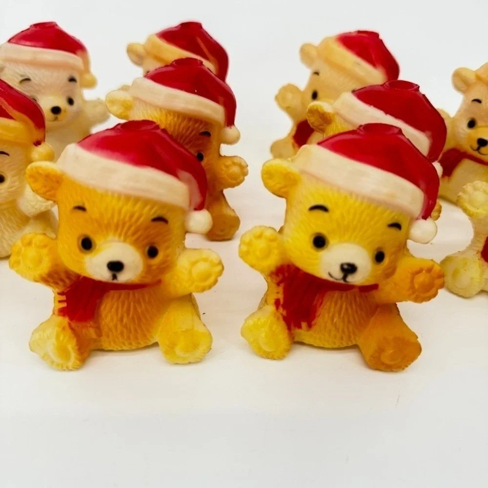 VTG Teddy Bear Christmas Holiday Blow Mold String Light Covers Set of 15